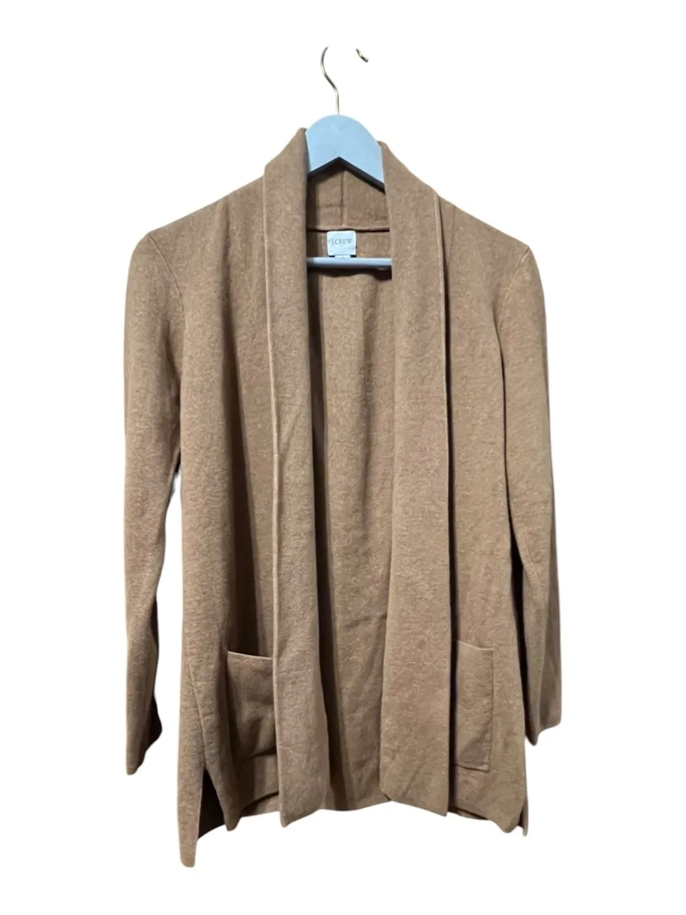 J.Crew Chelsea Sweater Blazer Camel Brown Open Front Knit Cardigan Size S
